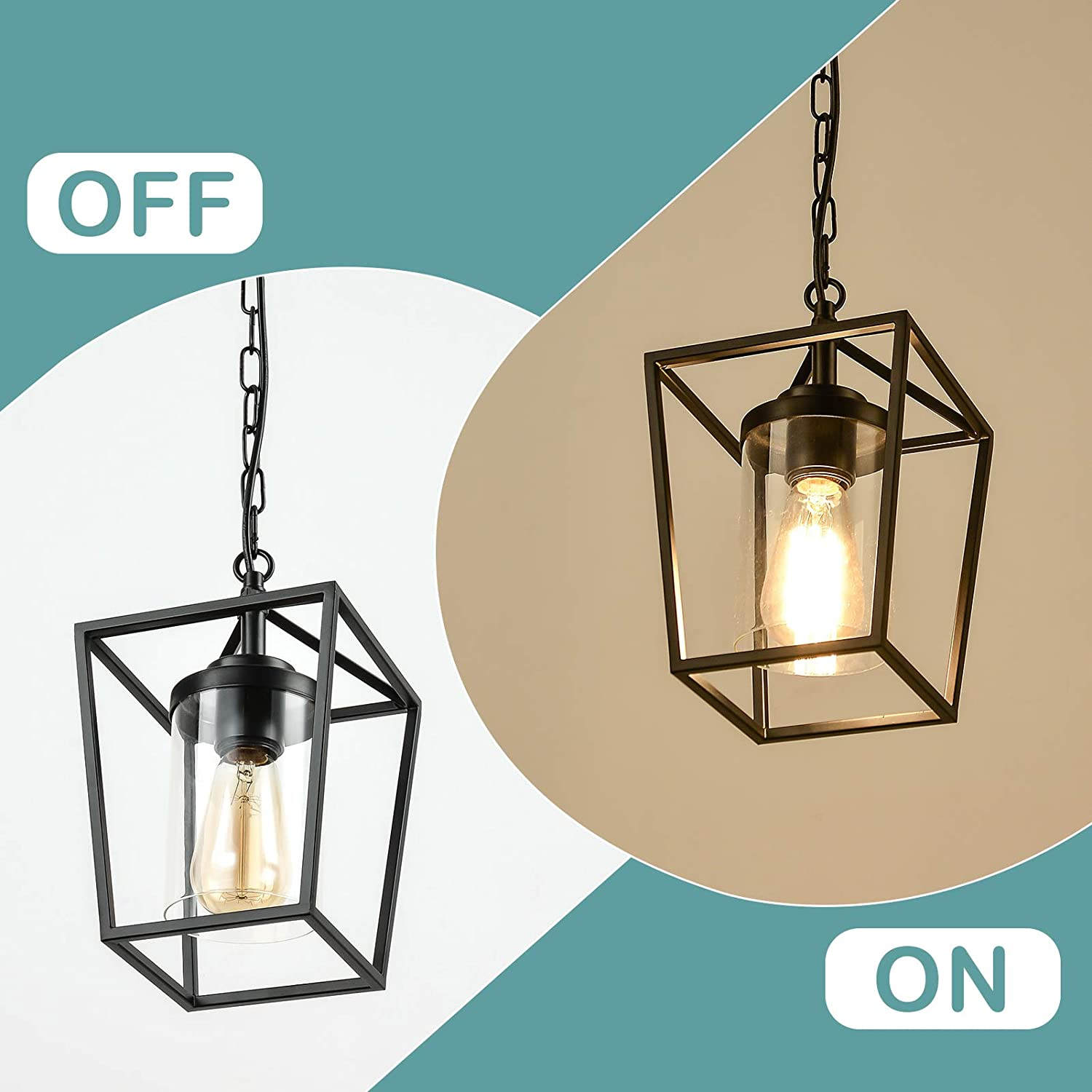 Farmhouse Pendant Lights Kitchen Island, Indoor Outdoor Hanging Chandelier, Blac