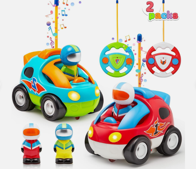 JOYIN 2 Pack Cartoon Remote Control Car with Music & Sound