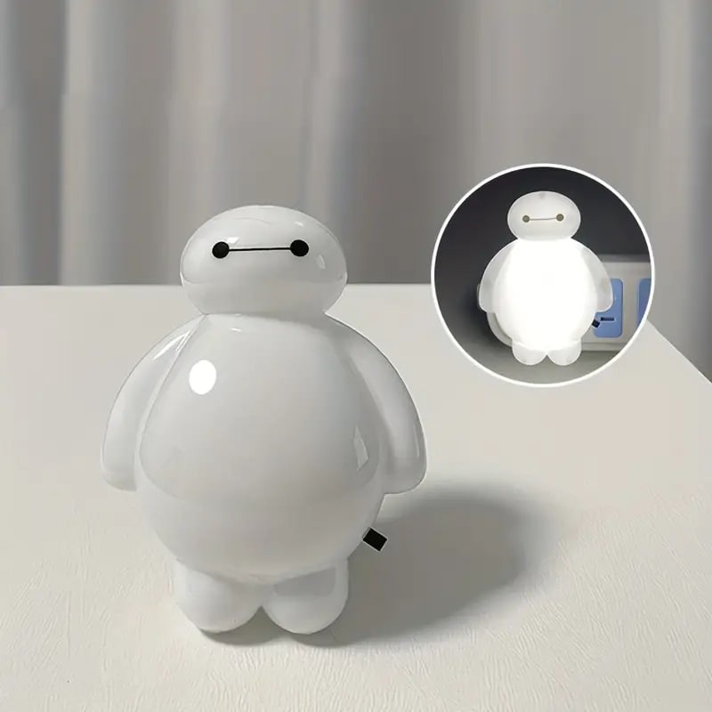 1pc Baymax Cartoon Style Night Light, Bedroom Study Light Switch, Wall Light, Direct Plug-in Electricity-saving Led Light, Creative Cute Energy-saving Light