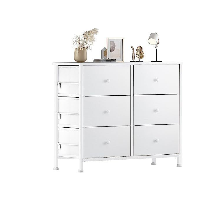 BOLUO White Dresser for Bedroom 6 Drawer Organizers Fabric Storage Chest Towe...